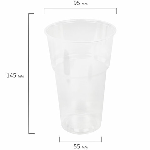 Стакан одноразовый 500 мл, КОМПЛЕКТ 50 шт., прозрачный, полипропилен (ПП), БЮДЖЕТ, LAIMA, 608022, ЮПОС2115