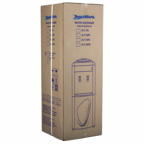 Водораздатчик-кулер БЕЗ НАГРЕВА И ОХЛАЖДЕНИЯ, AQUA WORK 0.7-LWR, напольный, шкаф, 2 крана, белый, 23211