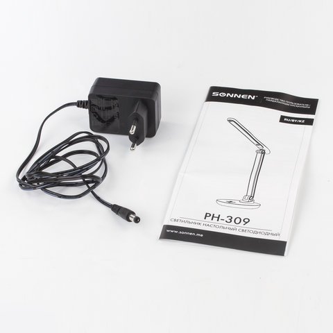 Настольная лампа / светильник SONNEN PH-309, на подставке, LED, 10 Вт, металлический корпус, белый, 236689