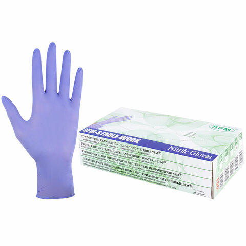 Перчатки нитриловые смотровые SFM Stable-Work/SUPERSOFT N 135, Германия, 50 пар (100 штук), размер 6-7, S (малый)