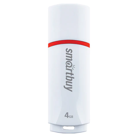 Флеш-диск 4 GB, SMARTBUY Crown, USB 2.0, белый, SB4GBCRW-W