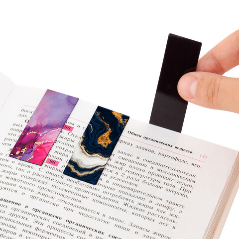 Закладки для книг МАГНИТНЫЕ, "АССОРТИ 5 ДИЗАЙНОВ ABSTRACTION", 6 штук, 60x20 мм, FUNSTER (ФАНСТЕР), 116653