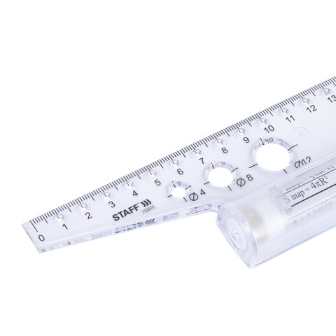Линейка с роликом (рейсшина) 30 см, металлический ролик, картонная коробка, STAFF, 210870