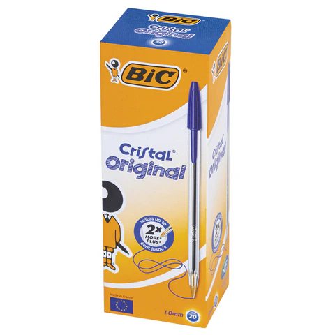 Ручка шариковая BIC "Cristal", СИНЯЯ, корпус прозрачный, узел 1 мм, линия письма 0,32 мм, 847898/528921