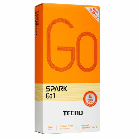 Смартфон TECNO SPARK GO1, 2 SIM, 6,67", 4.5G, 13/8 Мп, 4/128 ГБ, черный, пластик, TCN-KL4.4.128.BK
