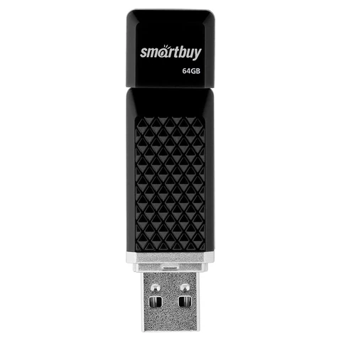 Флеш-диск 64 GB SMARTBUY Quartz USB 2.0, черный, SB64GBQZ-K
