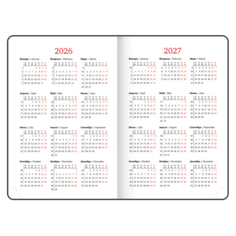 Ежедневник датированный 2026, А5, 138x213 мм, BRAUBERG "Select", балакрон, розовый, 117089