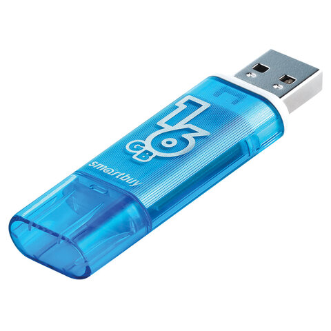 Флеш-диск 16 GB, SMARTBUY Glossy, USB 2.0, синий, SB16GBGS-B