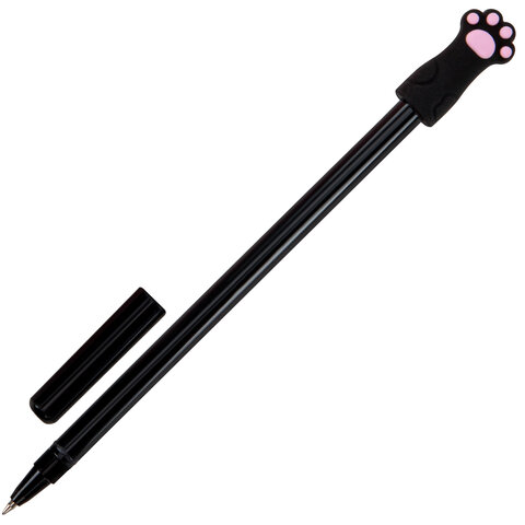 Ручка с топпером шариковая масляная FUNSTER (ФАНСТЕР) "CAT PAWS", СИНЯЯ, корпус ассорти, пишущий узел 0,7 мм, линия письма 0,35 мм, 144369