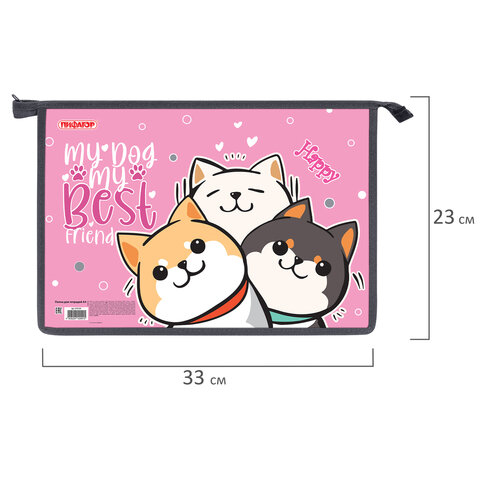 Папка для тетрадей ПИФАГОР А4, 1 отделение, картон/пластик, на молнии, "Best team", 272124