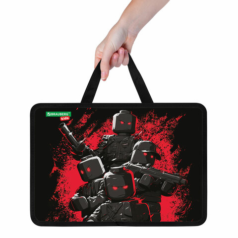 Папка на молнии с ручками BRAUBERG KIDS А4, 1 отделение, пластик, 100 мм, "Terrible fighters", 273377