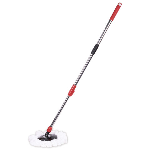 Швабра с отжимом и ведром 7л/5л отжим центрифуга / рукоятка, 2 круглые насадки, крепление кольцо, черный, LAIMA 607487