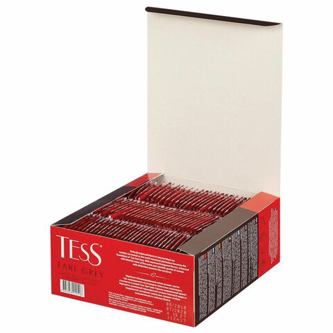 Чай TESS "Earl Grey" черный с бергамотом с цедрой лимона, 100 пакетиков в конвертах по 1,8 г, 1251-09