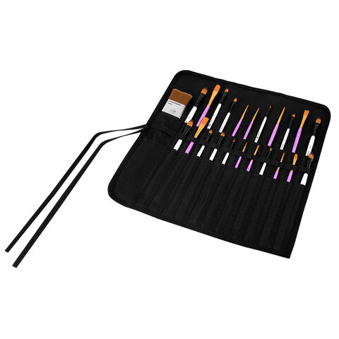 Пенал-скрутка органайзер для кистей и инструментов, 24 ячейки, черный, BRAUBERG ART DEBUT, 272993