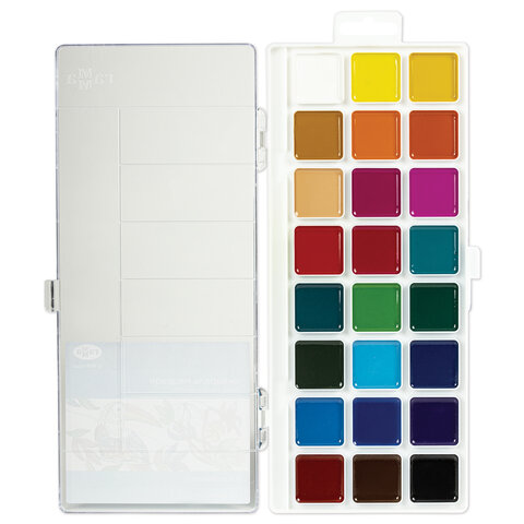 Краски акварельные ГАММА "Классическая", 24 цвета, медовые, пластиковый корпус, европодвес, 1009198