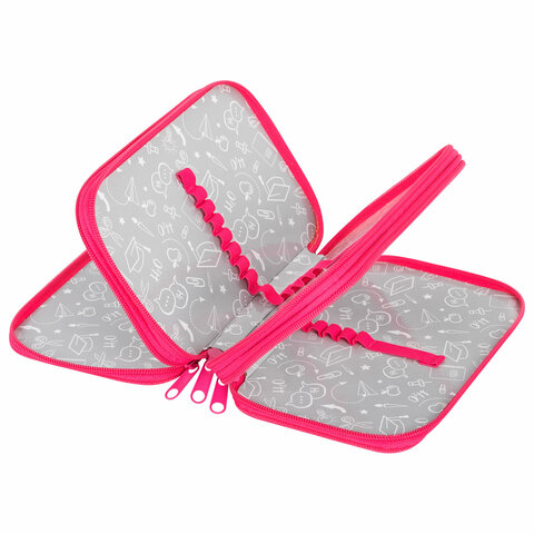 Пенал ПИФАГОР, 3 отделения, ламинированный картон, 19х11 см, "Pretty bunny", 273485