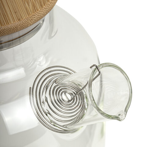 Чайник заварочный 1500 мл "Бочонок", жаропрочное стекло, спиральное сито, DASWERK (ДАСВЕРК), 608645