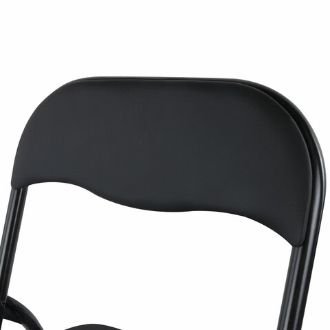 Стул складной BRABIX "Golf CF-007", черный каркас, кожзам черный, 531565