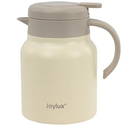 Чайник-термос 1 л JOYLUX (ДЖОЙЛЮКС) COFFEE BREAK, нержавеющая сталь SUS304, заварник/сито, бежевый матовый, 700329