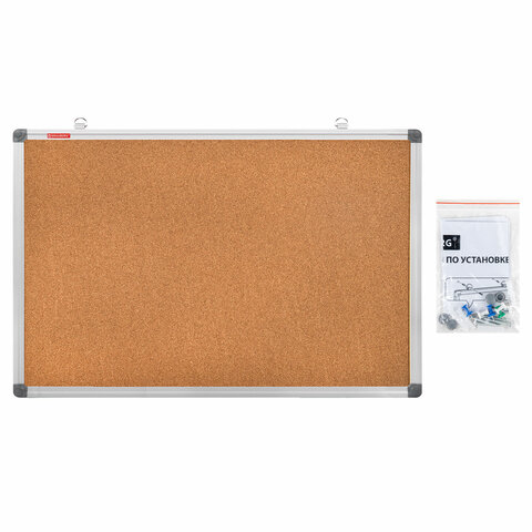 Доска пробковая для объявлений 60х90 см, алюминиевая рамка, BRAUBERG Extra, 238308