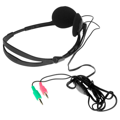 Наушники с микрофоном (гарнитура) DEFENDER HN-102, проводная, 1,8 м, стерео, с оголовьем, регулятор громкости, 63102