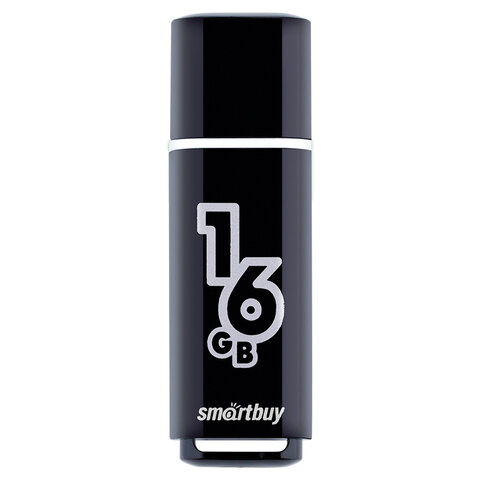 Флеш-диск 16 GB, SMARTBUY Glossy, USB 2.0, черный, SB16GBGS-K