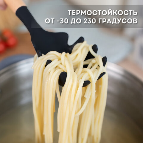 Набор силиконовых кухонных принадлежностей с деревянными ручками 13 в 1, черный, DASWERK (ДАСВЕРК), 608197