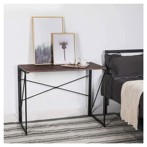 Стол на металлокаркасе BRABIX "LOFT CD-002", 1000х500х750 мм, складной, цвет морёный дуб, 641212