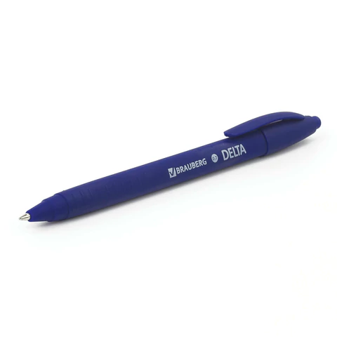 Ручка шариковая масляная автоматическая BRAUBERG "Delta", СИНЯЯ, soft-touch, узел 0,7 мм, линия письма 0,35 мм, 143339, OBPR365