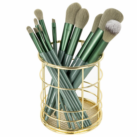 Органайзер стаканчик для косметики и мелочей MONTE VITA (МОНТЕ ВИТА), металлический, 100х90 мм, золото, 272486