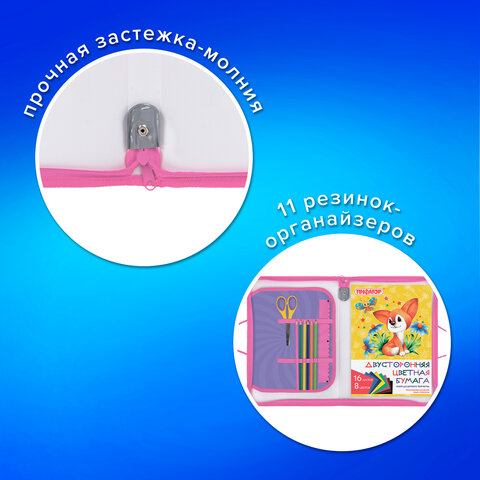 Папка для труда на молнии с ручками ПИФАГОР А4, 1 отделение, пластик, органайзер, "Anime eyes", 272228