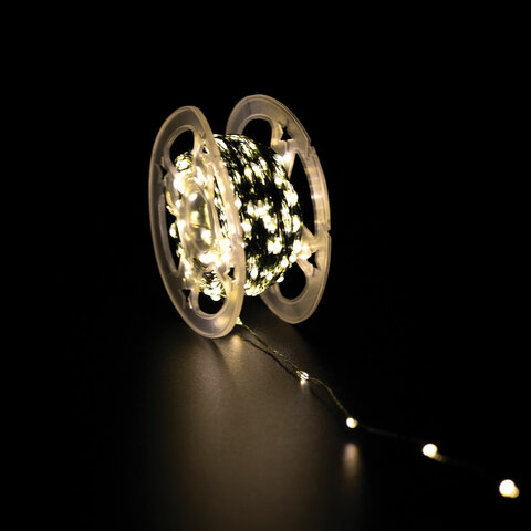 Электрогирлянда-нить уличная 50 м, 500 LED, тип "Роса", IP44, тёплый белый, 220V, контроллер, ЗОЛОТАЯ СКАЗКА, 591362