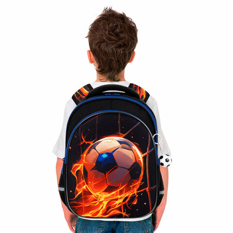 Рюкзак BRAUBERG OPTIMA, 2 отделения, с брелоком, "Burning ball", 3D-панель, 36х27х18 см, 273158