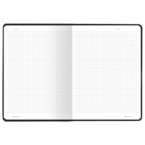 Блокнот с резинкой в клетку 96 л., А5, 145х203 мм, твердая обложка, BRAUBERG, "Minimal", чёрный, 115532