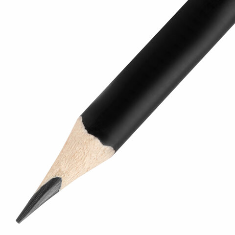 Карандаш чернографитный BRAUBERG, 1 шт., "Black&White", HB, трехгранный, корпус черный, заточенный, 181297