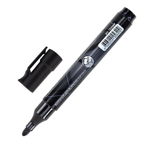 Маркер перманентный с колпачком для вскрытия коробок BRAUBERG LOGISTIC SPECIAL, черный, 1-3 мм, 152569