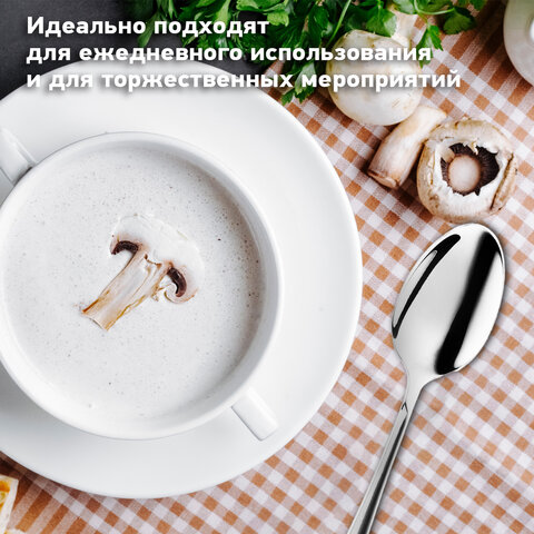 Ложки столовые STANDARD КОМПЛЕКТ 6 шт., полированная нержавеющая сталь, серебристые, ПАКЕТ, DASWERK (ДАСВЕРК), 881143, 609077