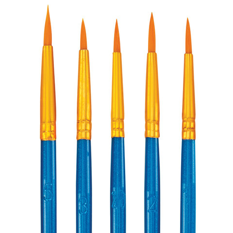 Кисти набор 10 шт., синтетика, синие, № 2/0-8 (Круглые; Овальные; Плоские; Лайнеры), WBZ (ВБЗ), 201085