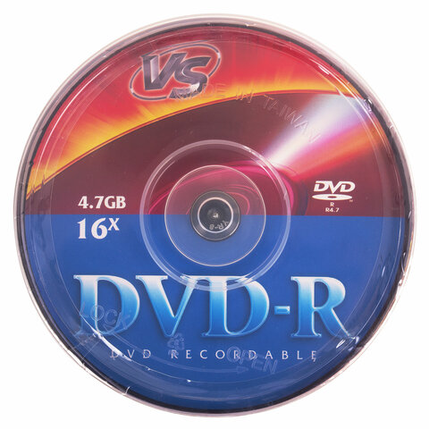 Диски DVD-R VS, 4,7 Гб, 16x, Cake Box (упаковка на шпиле), КОМПЛЕКТ 50 шт., VSDVDRCB5001