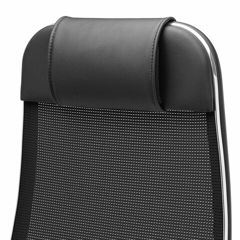 Кресло офисное МЕТТА "К-12", хром, ткань-сетка, сиденье и спинка регулируемые, черное