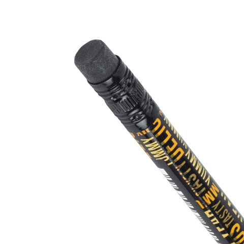 Карандаш чернографитный BRAUBERG "WORDS", 1 шт., HB, с ластиком, корпус ассорти, 181771