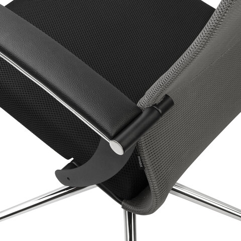 Кресло офисное BRABIX PREMIUM "Ultimate EX-801" хром, плотная двойная сетка Х2, черное/серое, 532918