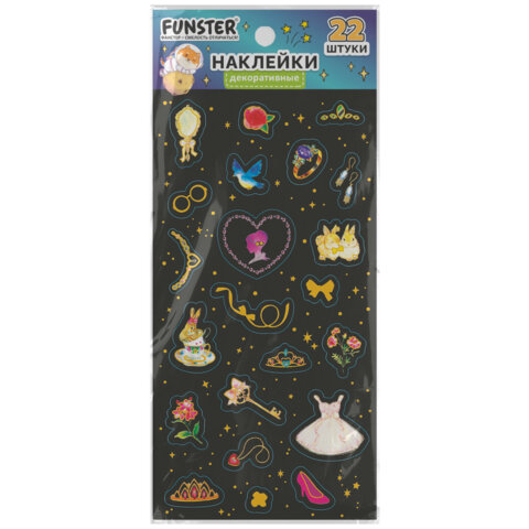 Наклейки декоративные "Black edition", 17,5х9 см, ассорти 6 видов, FUNSTER (ФАНСТЕР), 666100