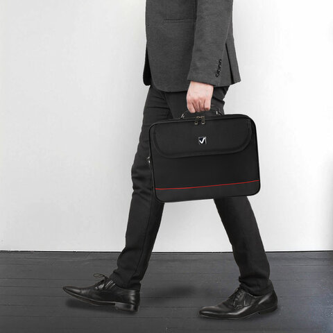 Сумка портфель BRAUBERG PROCESSOR с отделением для ноутбука 13-14", откидная крышка, "Profi", черная, 28х37х7 см, 240440