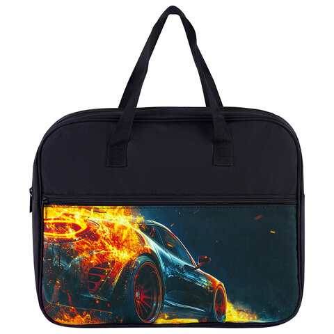 Папка на молнии с ручками BRAUBERG А4, 1 отделение, карман на молнии, 80 мм, "Speed increase", 273312