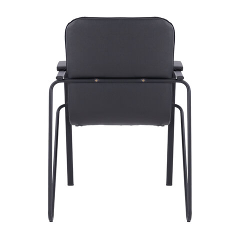 Кресло для приемных и переговорных BRABIX "Samba CF-107", черный каркас, кожзам черный, собранное, 533189