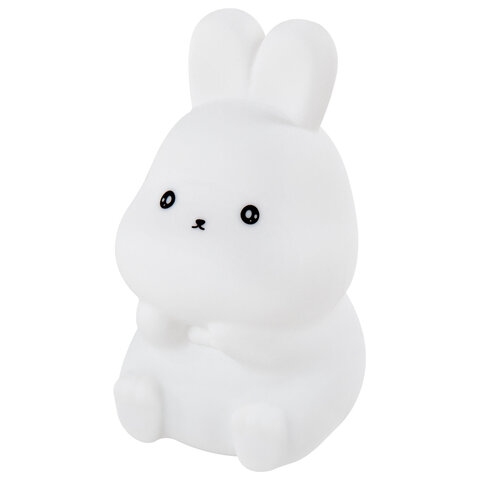 Ночник силиконовый LED "Зайчик" 54x63x95 мм, белый свет/RGB, на батарейках (в комплекте), DASWERK (ДАСВЕРК), 238933