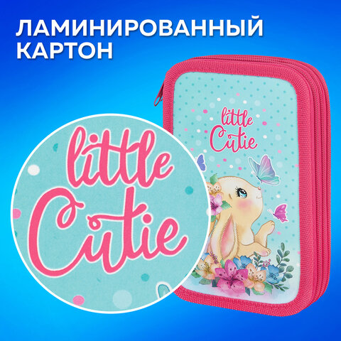 Пенал ПИФАГОР, 3 отделения, ламинированный картон, 19х11 см, "Pretty bunny", 273485