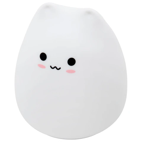 Ночник силиконовый LED "Котик" 90x89x102 мм, белый свет/RGB, таймер, USB, аккумулятор 400 мАч, DASWERK (ДАСВЕРК), 238935