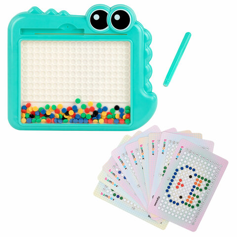 Мозаика магнитная развивающая для детей "Крокодил", стилус, 101 магнит, 10 карточек, BAMBOX (БАМБОКС), 665890